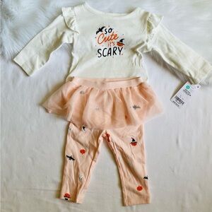 Brand New Carter’s Baby Girl White And Pink Halloween Outfit Size 6 Months